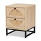 Baxton Studio Ardon Bohemian Light Brown Finished Wood and Black Metal 2-Drawer Nightstand with Natural Rattan 196-12078-ZORO - alternate 9
